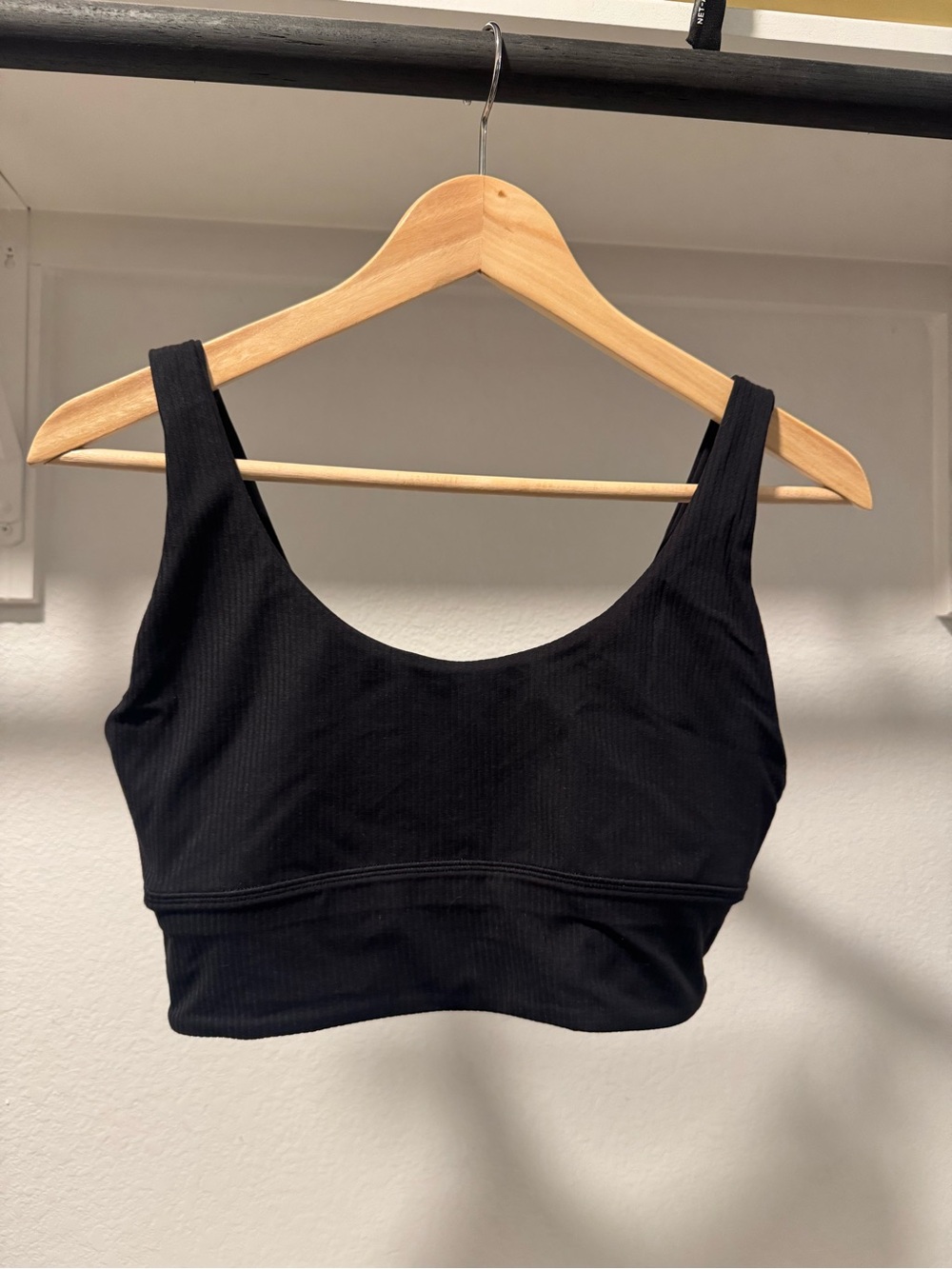 Black Ribbed Sports Bra